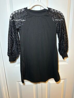 Black Lace Sleeve Girls Dress Size 6